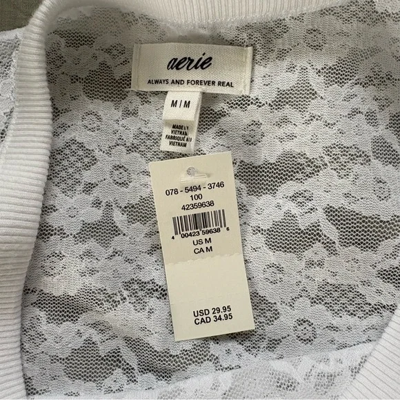 Aerie White Lace Short Sleeve Tee - Picture 3 of 3
